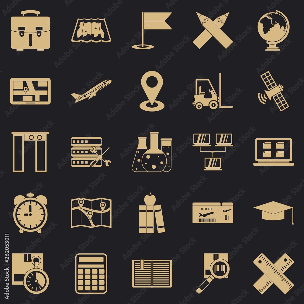 Poster world globalization icons set. simple set of 25 world globalization vector icons for web for any des