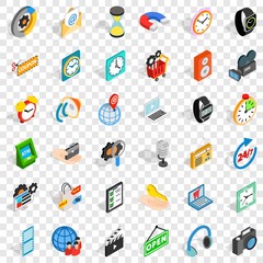 Old device icons set. Isometric style of 36 old device vector icons for web for any design