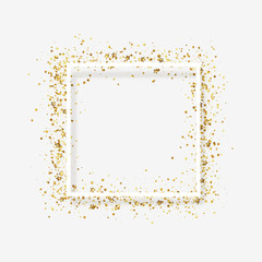 Fototapeta na wymiar Decorative frame with glitter tinsel of confetti. Glow border of gold stars and dots points
