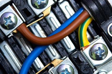colored wires are connected to the electrical terminal