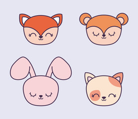 head of cute rabbit and group animals