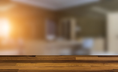 modern office with wooden walls and a large window. business background. 3D rendering. Sunset.. wooden table