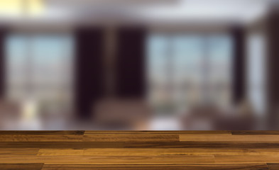 . 3D rendering. wooden table