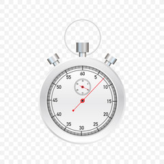 Stop watch. Old mechanical stopwatch. Vector illustration.