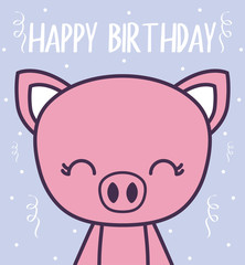 Fototapeta premium happy birthday card with cute piggy