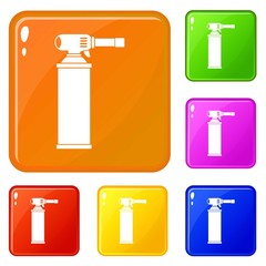 Gas cylinder icons set collection vector 6 color isolated on white background