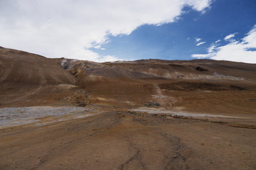 Fototapeta na wymiar Landscape geothermal area of Namaskard in Iceland