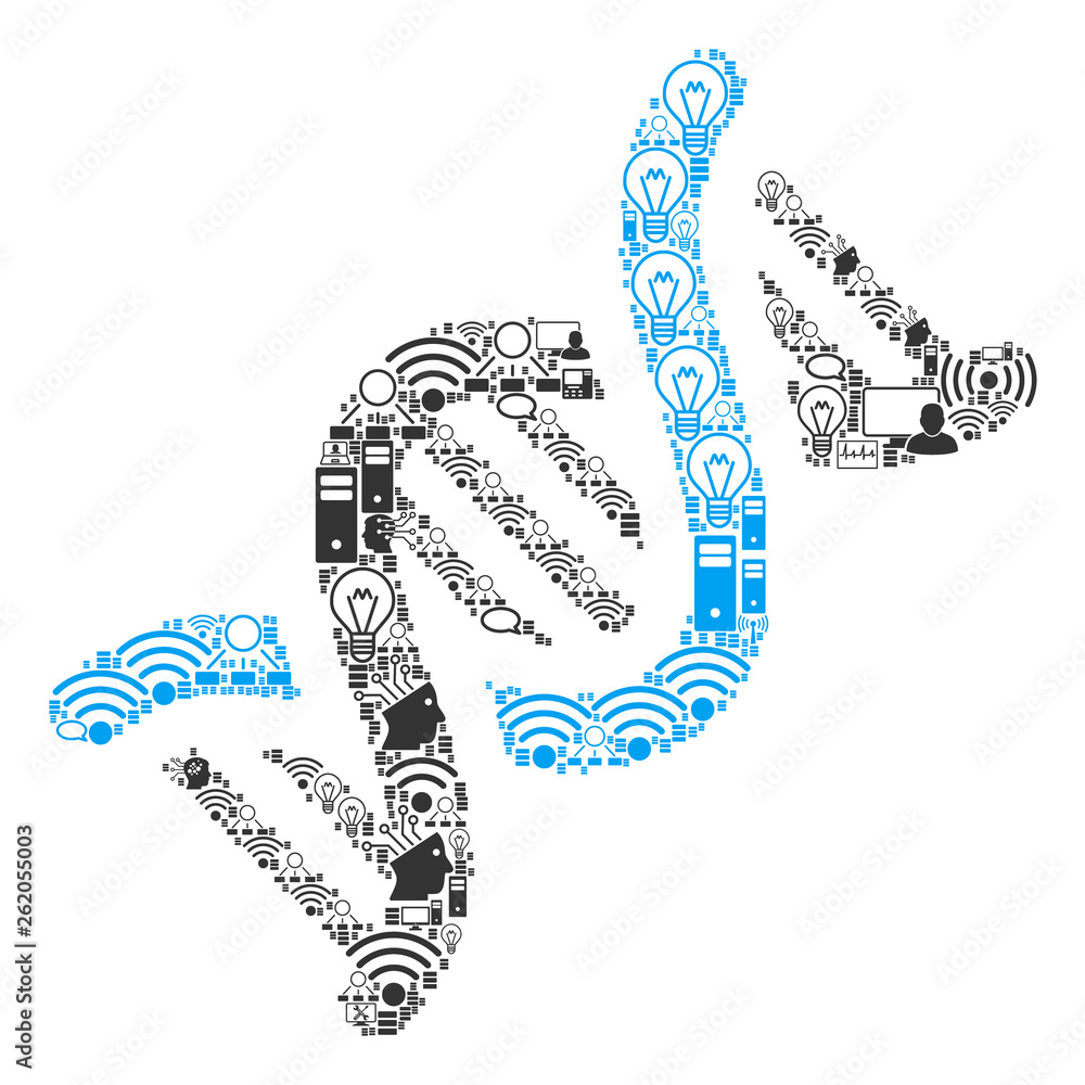 Poster dna composition icon designed for bigdata and computing purposes. vector dna mosaics are combined fr