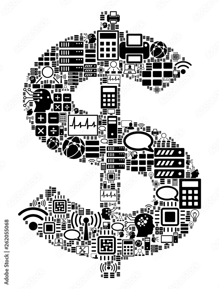 Poster dollar composition icon combined for bigdata and computing illustrations. vector dollar mosaics are 