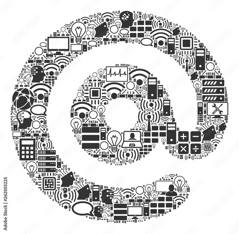 Poster email symbol composition icon organized for bigdata and computing purposes. vector email symbol mosa