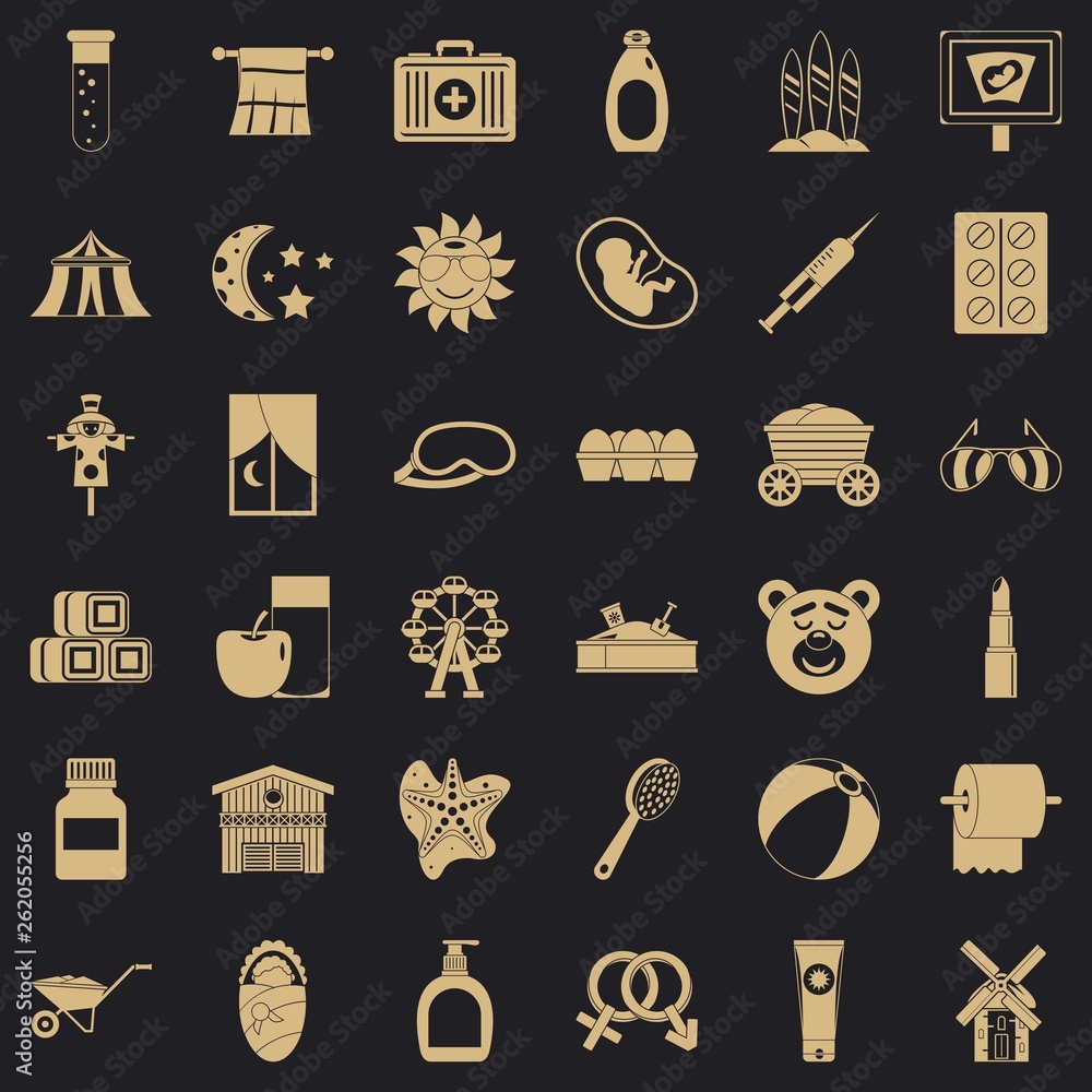Poster health icons set. simple style of 36 health vector icons for web for any design