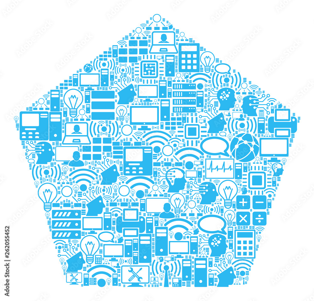 Poster filled pentagon composition icon combined for bigdata and computing illustrations. vector filled pen