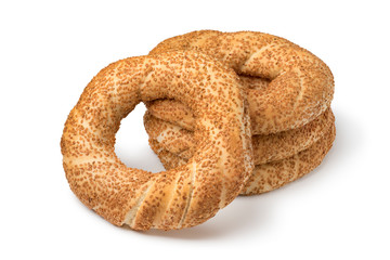 Stack of fresh baked Turkish simit