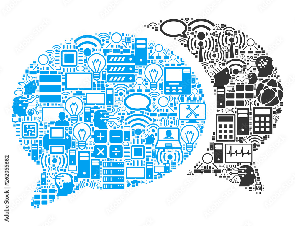 Poster forum chat composition icon combined for bigdata and computing purposes. vector forum chat mosaics a
