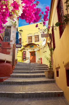 Fototapeta cosy street of Chania, Crete, Greece
