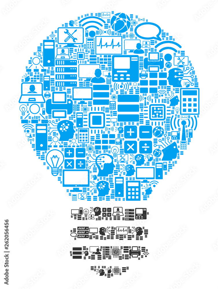 Poster lamp bulb composition icon combined for bigdata and computing purposes. vector lamp bulb mosaics are