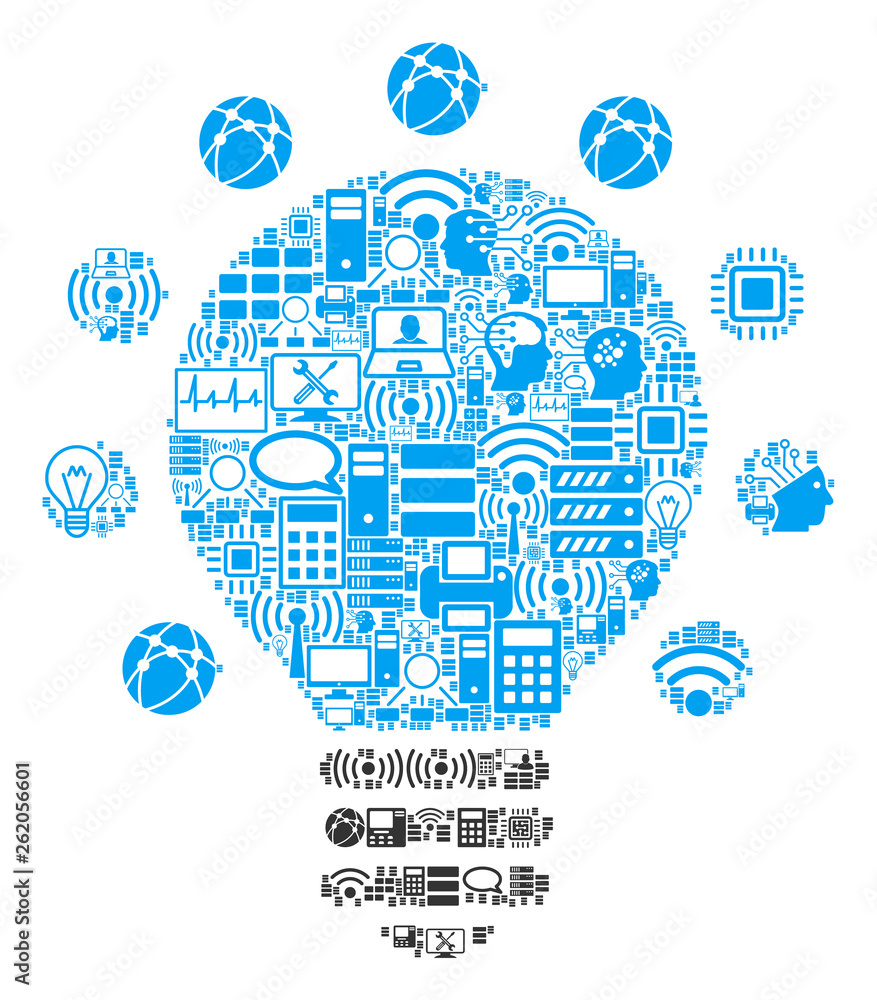 Poster light bulb mosaic icon organized for bigdata and computing illustrations. vector light bulb mosaics 