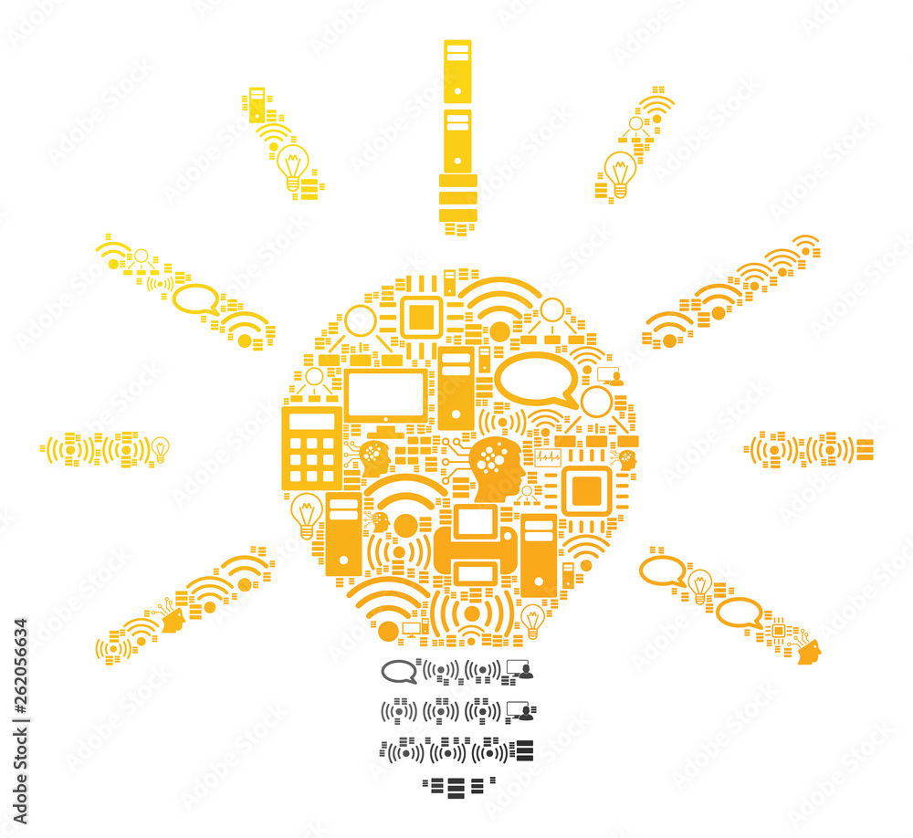 Aufkleber light bulb mosaic icon organized for bigdata and computing purposes. vector light bulb mosaics are o