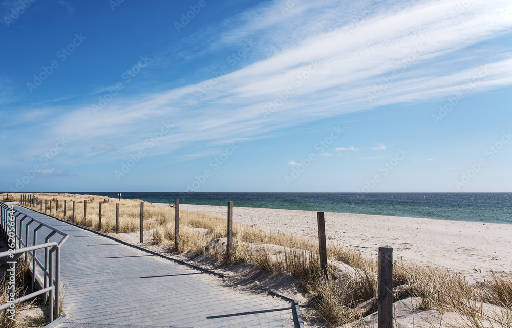 Canvas Prints Strand Hel Promenade Düne Zaun Ostsee