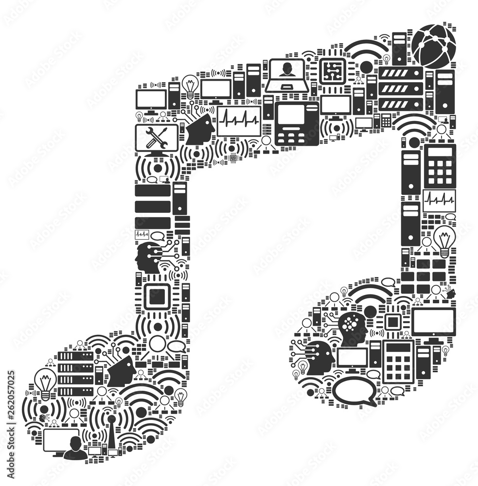 Poster music notes mosaic icon combined for bigdata and computing illustrations. vector music notes mosaics