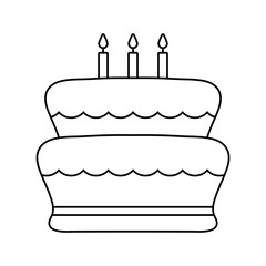 sweet cake of birthday isolated icon