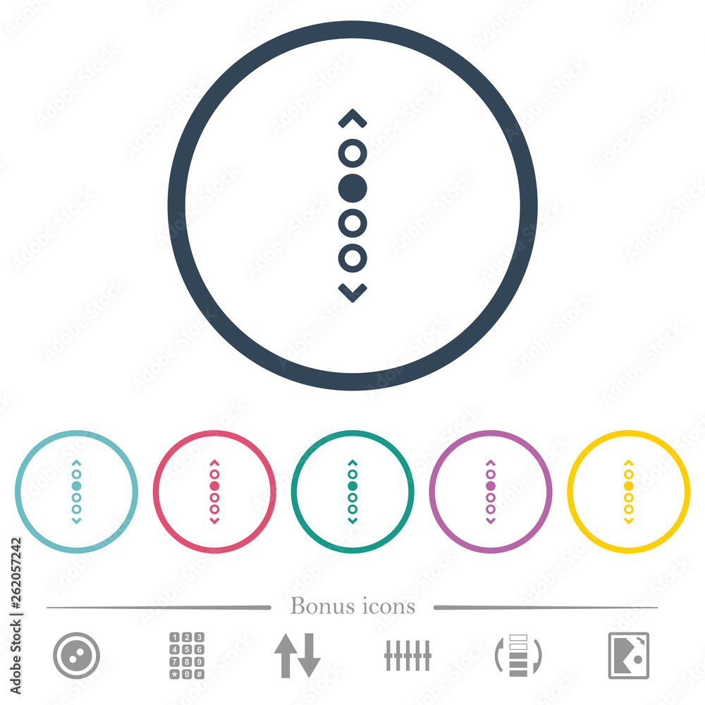 Poster vertical page navigation flat color icons in round outlines