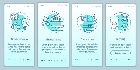 Circular economy onboarding mobile app page screen vector template