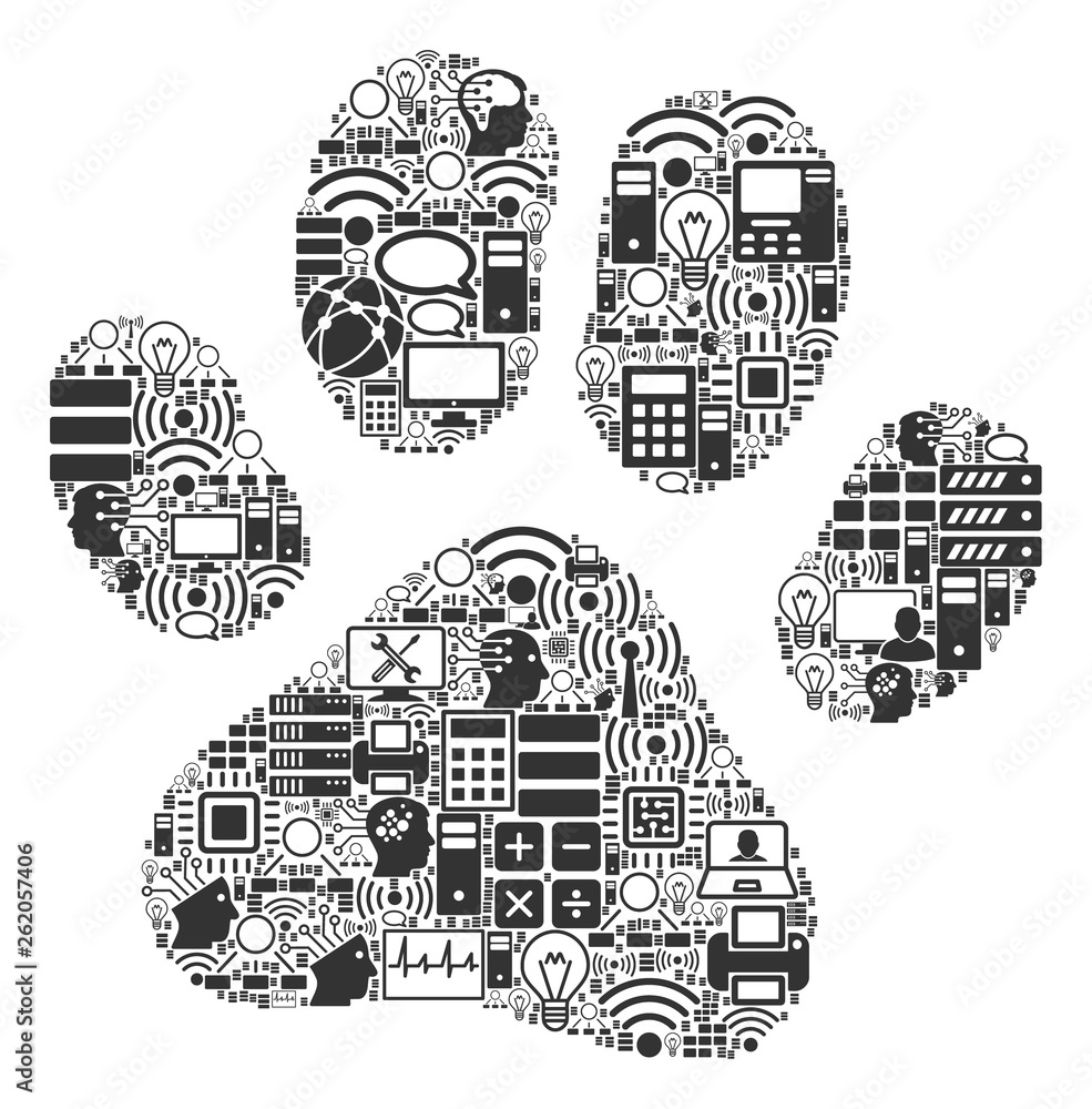 Aufkleber paw footprint collage icon designed for bigdata and computing purposes. vector paw footprint mosaics