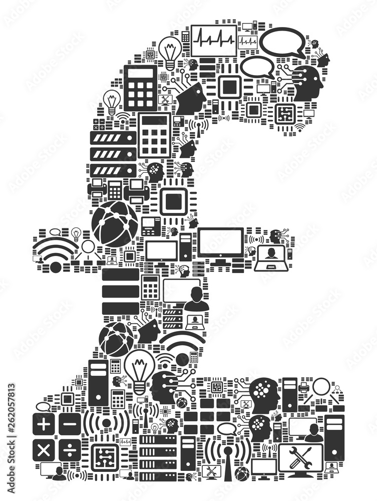 Poster pound sterling composition icon done for bigdata and computing illustrations. vector pound sterling 