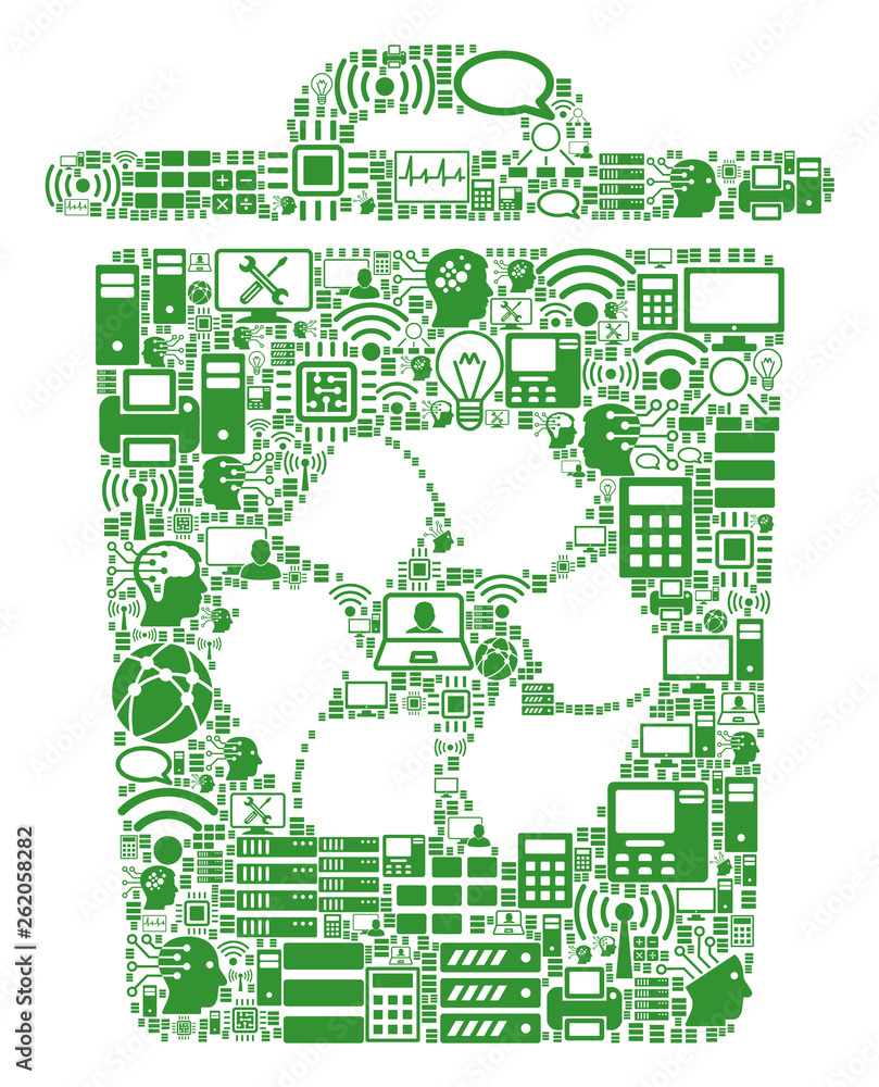 Poster recycle bin composition icon created for bigdata and computing illustrations. vector recycle bin mos