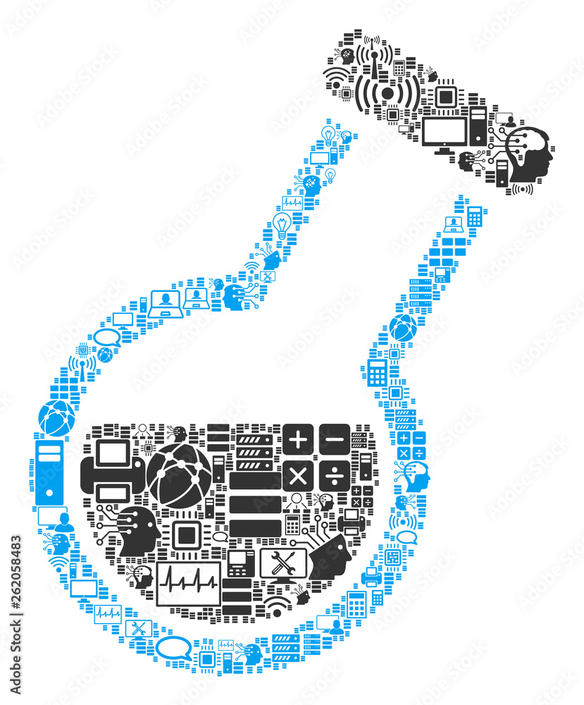 Poster retort composition icon organized for bigdata and computing purposes. vector retort mosaics are comb