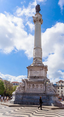 Fototapeta na wymiar Statue of Portugal's King Dom Pedro IV, Rossio Square, Baixa district, Lisbon, Portugal