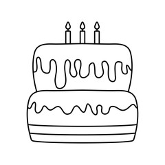 sweet cake of birthday isolated icon