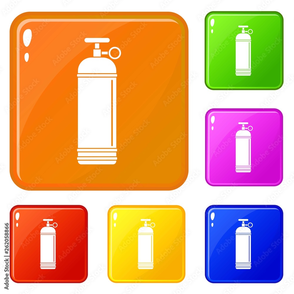 Aufkleber compressed gas container icons set collection vector 6 color isolated on white background