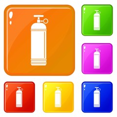 Compressed gas container icons set collection vector 6 color isolated on white background