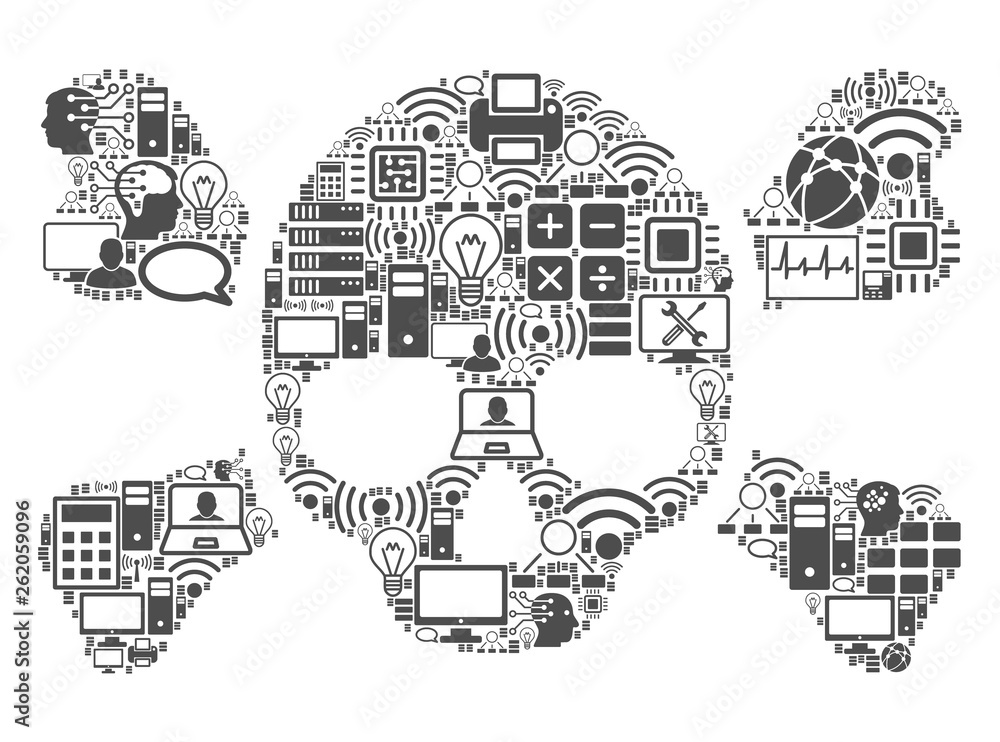 Aufkleber skull crossbones composition icon organized for bigdata and computing purposes. vector skull crossbo