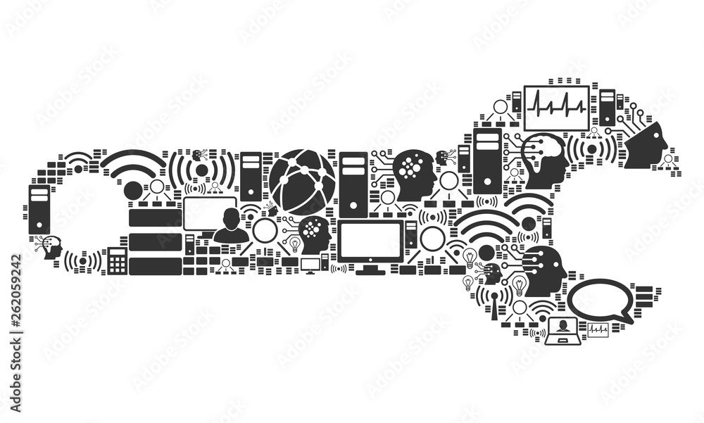 Poster spanner mosaic icon organized for bigdata and computing illustrations. vector spanner mosaics are or