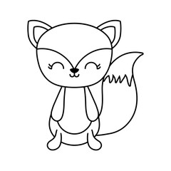 cute fox animal isolated icon