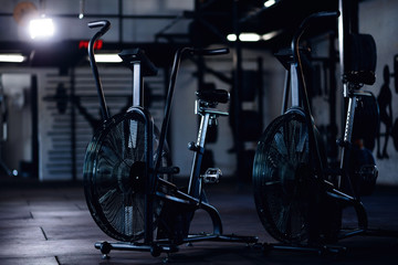 Fototapeta na wymiar Stationary bike in a fitness center.