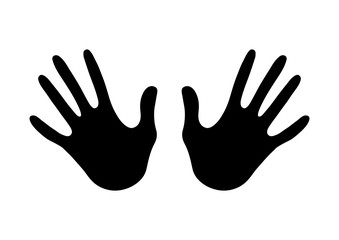 Black silhouette of two hands on a white background. Vector illustration