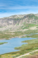 Fototapeta na wymiar Norway landscape with mountains along flam railway