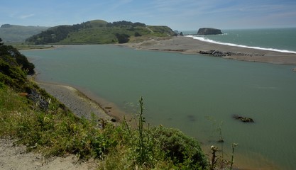 View of the Pacific Coast at Goat Rock Beach, on Highway 1 between Bodega Bay and Jenner in Sonoma...