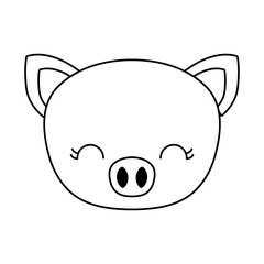 head of cute piggy animal isolated icon