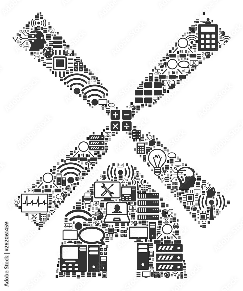 Poster wind mill composition icon designed for bigdata and computing purposes. vector wind mill mosaics are