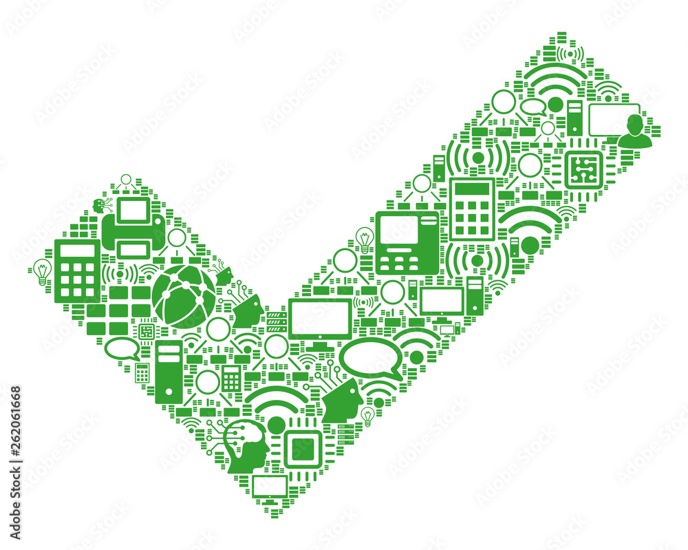 Poster yes collage icon created for bigdata and computing purposes. vector yes mosaics are combined from co