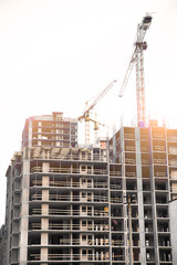 Construction site. Unfinished cement building.