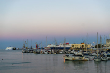Old venetian harbor with boats in Heraklion, Crete island, Greece