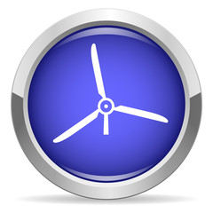 Windmill icon. Round bright blue button.
