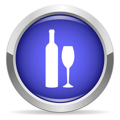 Alcohol icon. Round bright blue button.
