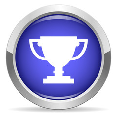 Cup icon. Round bright blue button.